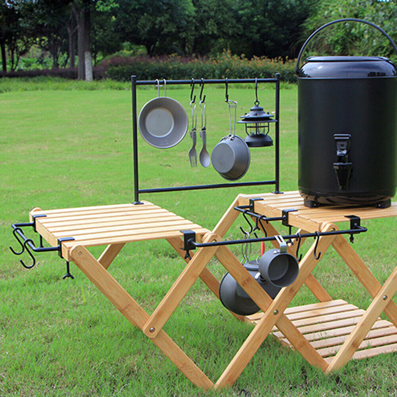 Outdoor Table Hanging Rod Portable Camping Picnic Kitchen Tableware Storage Rack