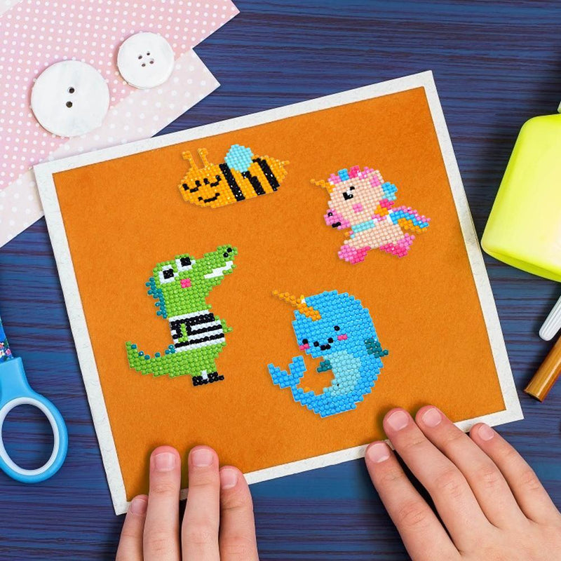 DIY Full Drill Round Cartoon Animal Diamond Painting Xmas Children Stickers