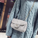 Women Solid Chain Flap Handbag Shoulder Messenger Bags Crossbody Bag (Grey)