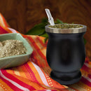 Double Wall Gourd Tea Cup 8oz Stainless Steel Yerba Mate Tea Cup (Black) Newly