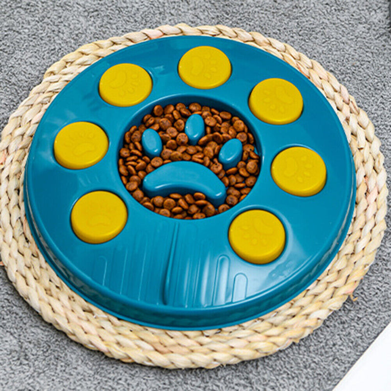 Pet Dog Rotating Feeding Food Bowls Cat Slow Eating Feeder Dish (Lake Blue)