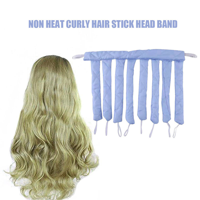 Heatless Hair Curler No Heat Curling Headband Sleeping Soft Wave (Blue) Newly