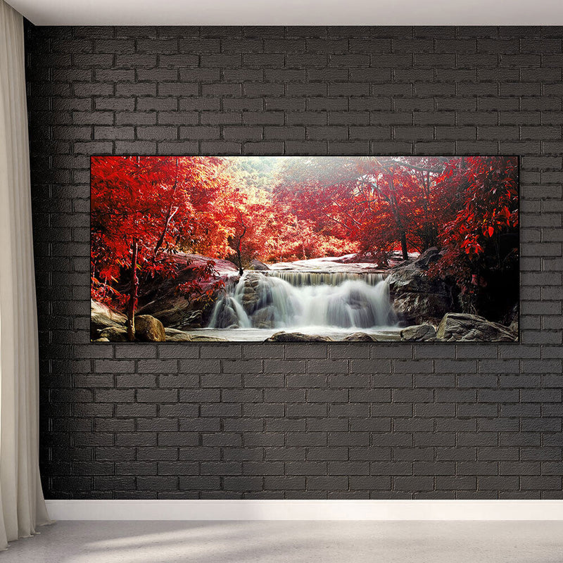 Maple Forest Waterfall Oil Paint By Numbers Kits Picture DIY Gift for Adults Kid