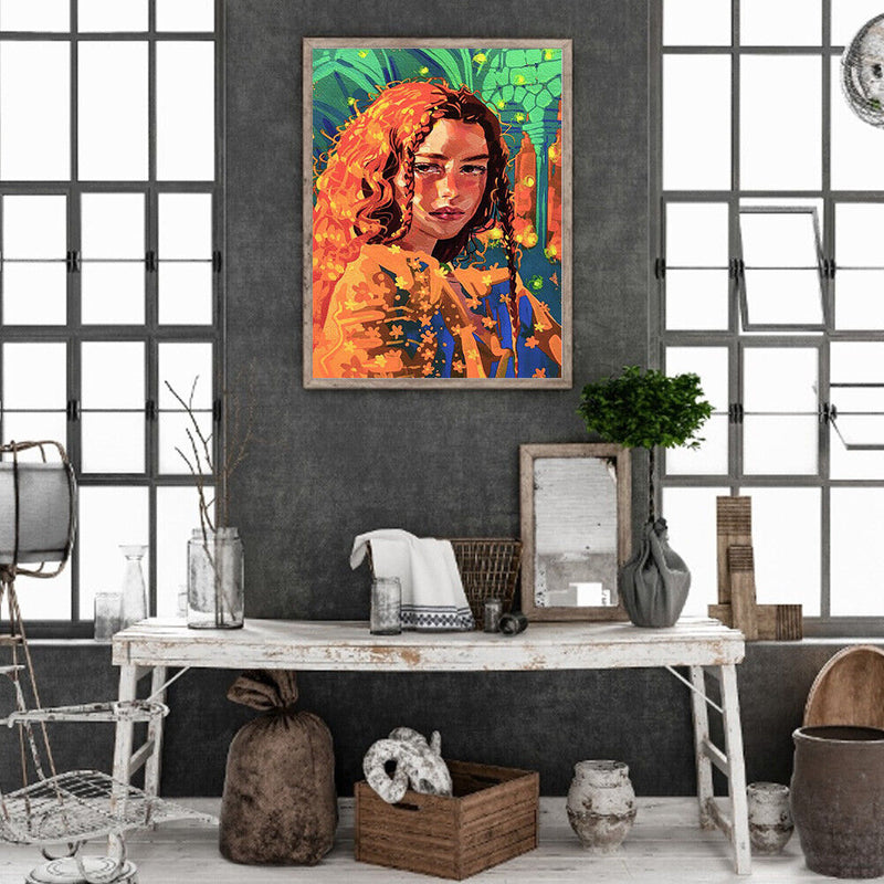 Girl with flowers 40x50cm Oil Paint By Numbers Picture DIY Painting