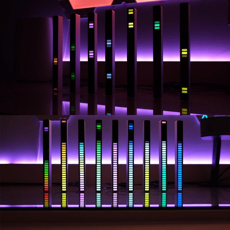USB 5V APP Sound Control Colorful Light RGB 32 LED Pickup Lamp Bar (Black)