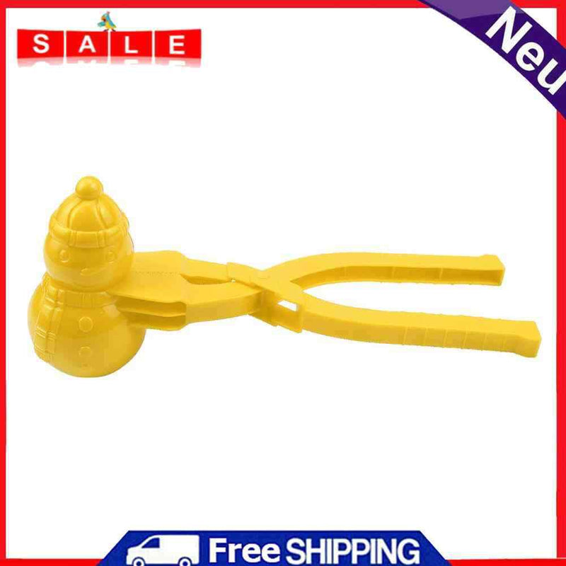 Snowball Maker Tool Snowman Shape DIY Snow Ball Tongs with Handle (Yellow)
