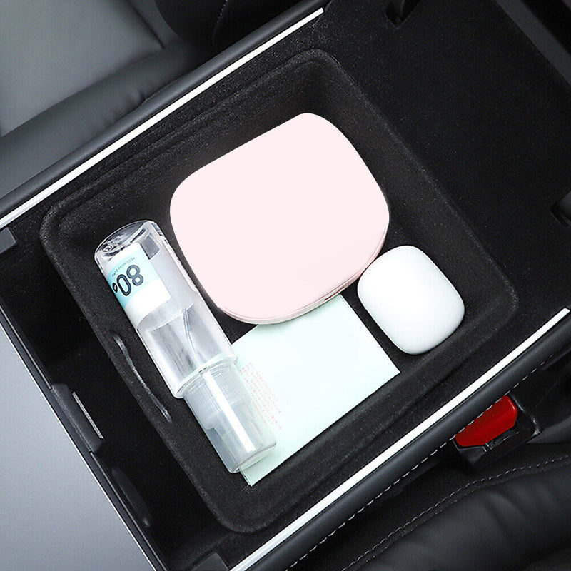 2pcs Flocking Organizer Container for Tesla 3/ Y Car Central Armrest Storage
