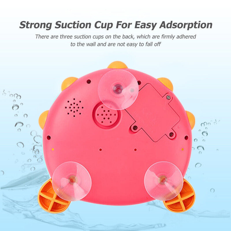 Blowfish Bubble Machine Suction Cup for Wall Baby Bath Shower Toys (Red) Newly