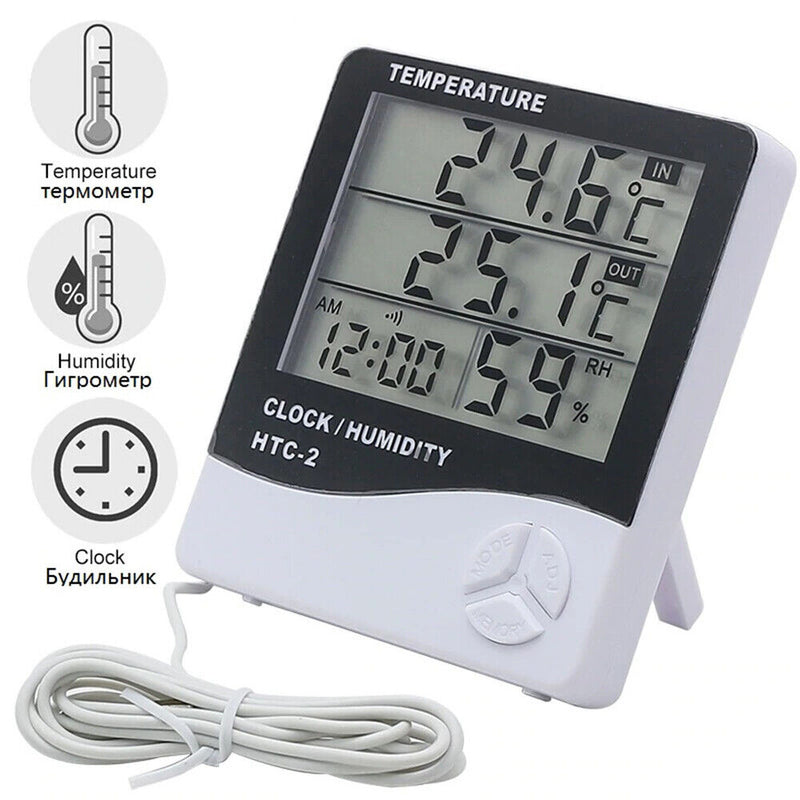 With Clock LCD Digital Thermometer Humidity Meter Temperature Meter Hygrometer