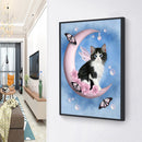 5D Full Drill Wall Mosaic Craft DIY Moon Cat Rhinestone Diamond Painting Poster