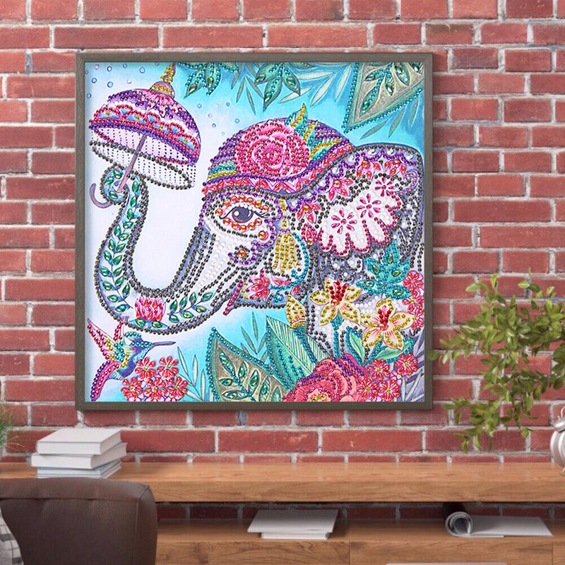 5D Part Drill Diamond Painting DIY Elephant Rhinestone Picture Decor Poster Kit