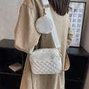 #A Simple Female Pu Handbags Rhombus Pattern Messenger Handbags for Travel Shopp