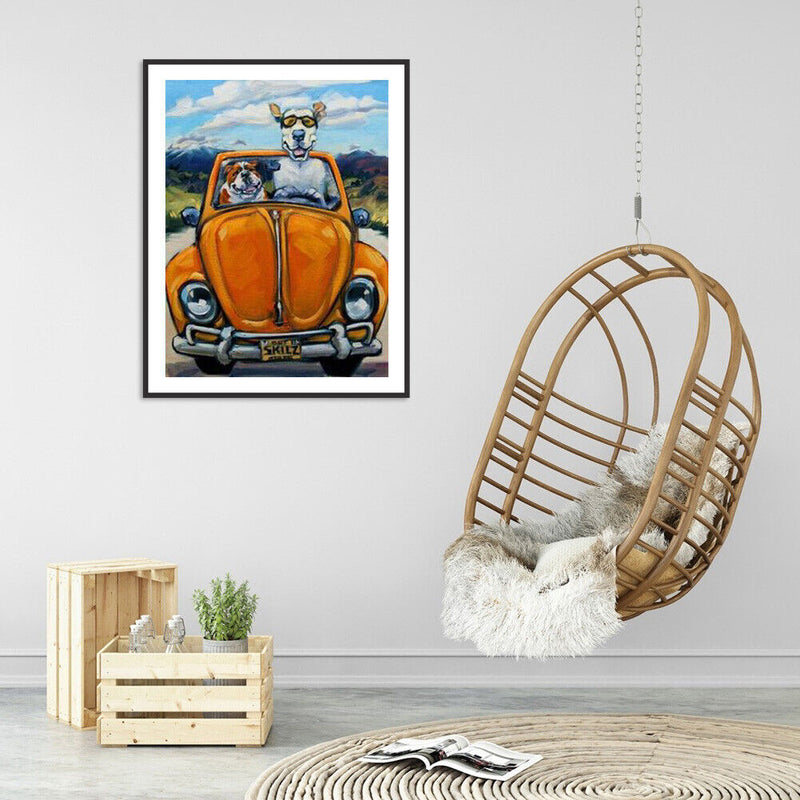 5D DIY Driving Dogs Full Square Drill Diamond Painting Kit Handicraft Art