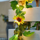 Solar Powered Sunflower Lights Outdoor Wall Fence Lamp Fairy String Lights