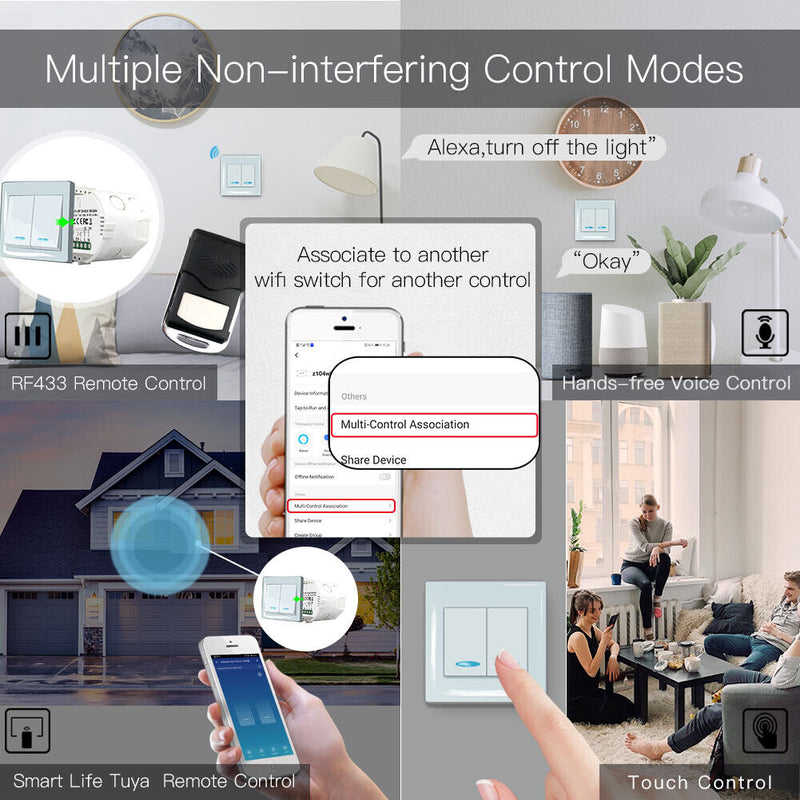 Lighting Switch Relay Module 2 Gang Intelligent Switch Module Voice Control