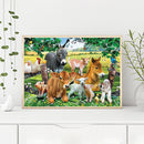 Animals on Grass Oil Paint By Numbers Kits DIY Animal Art Home Decoration Gift
