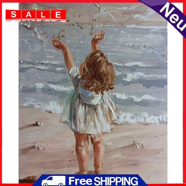 Oil Paint By Numbers Sea Girl Frameless Picture Craft Kit for Home Living Room