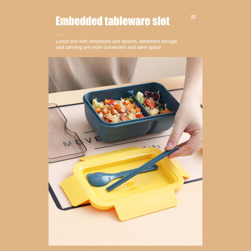 Microwave Lunch Containers Box with Compartments Food Container (Blue) Newly