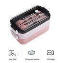 Lunch Bento Box Microwave Heating Split Double Layer Food Storage (Pink) Newly