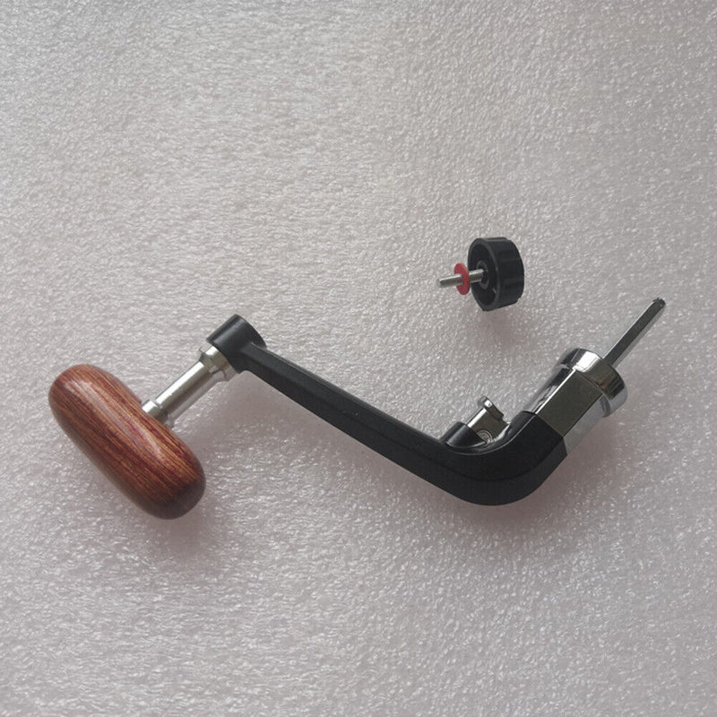 Foldable Spinning Reel Handle Metal Fishing Wheel Rocking Arms Wooden Grip Kn