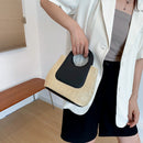 Straw Basket Handbags Summer Woven Leather Beach Shopping Shoulder Tote Bags