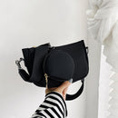 Retro Women Pure Color Alligator Pattern 2pcs Composite Bags Crossbody Bag Purse