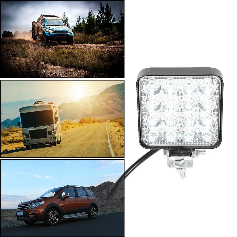 16LED Work Lamp 48W 2880LM 6500K IP67 Waterproof Square Car Truck Mini Spotlight