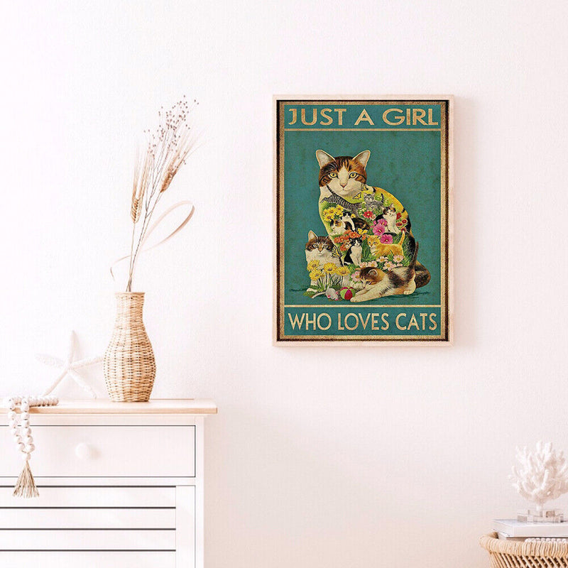 Flower Cat Cross Stitch Kit 11CT Stamped Full Embroidery Canvas Home Wall Dec