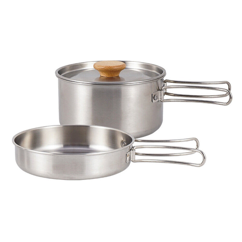 Picnic Saucepan Frying Pan Set Stainless Steel Cookware For Climbing Hiking