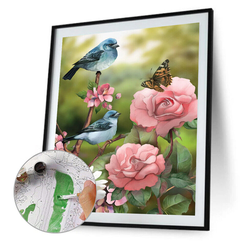#A Bird on Branch Oil Paint By Numbers Kit DIY Frameless Drawing Picture for A