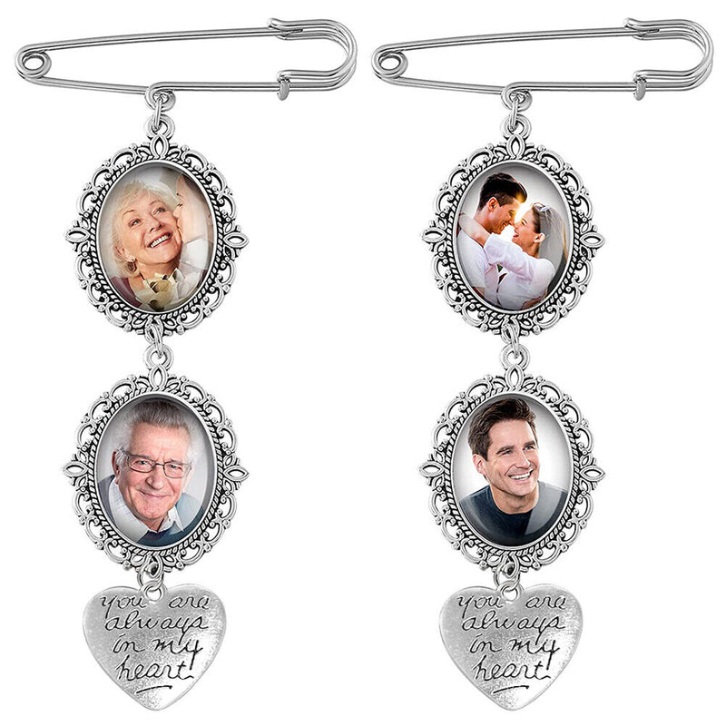 Wedding Bouquet Photo Memorial Charm Pin Brooch Pendant for Graduation Holi