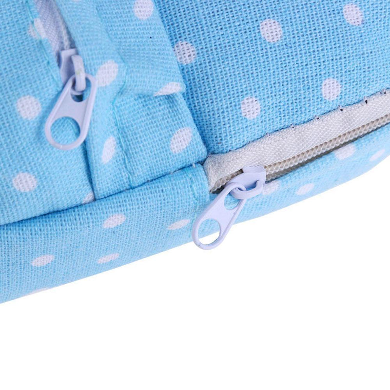 Korean Style Dots School Pencil Case Canvas Pen Bag Stationery Pouch(Blue)