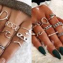 9pcs European Hollow Heart-Shape Simple Knuckle Ring for Women Valentine Jewelry