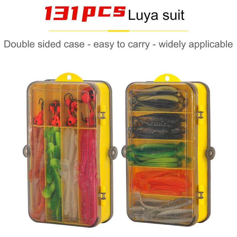 131pcs Simulation Crankbait Fishing Lures with Storage Box Artificial Soft Bait