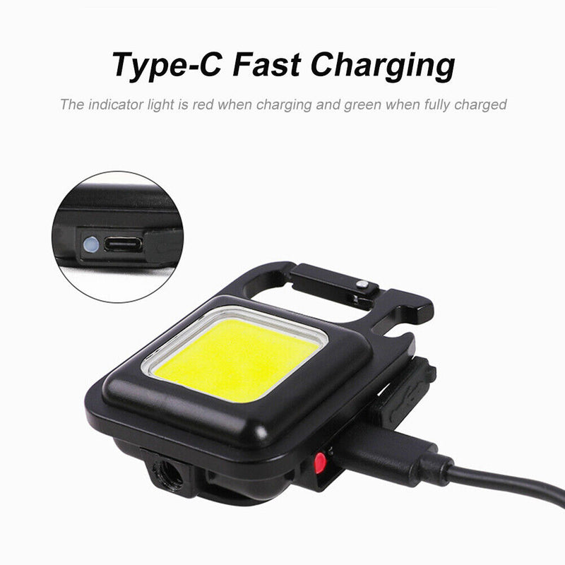 Corkscrew Mini Flashlight Keychain COB LED Rechargeable Small Pocket Work Lights