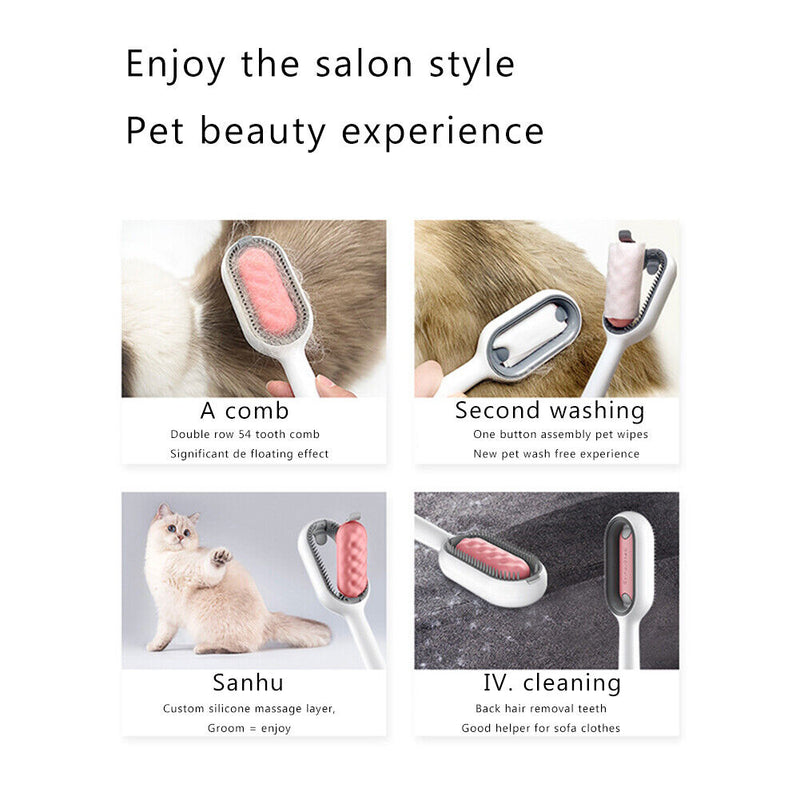 Pet Cat Hair Comb Cleaning Wipe Carpet Lint Removes Brush (Short Hair Pink)