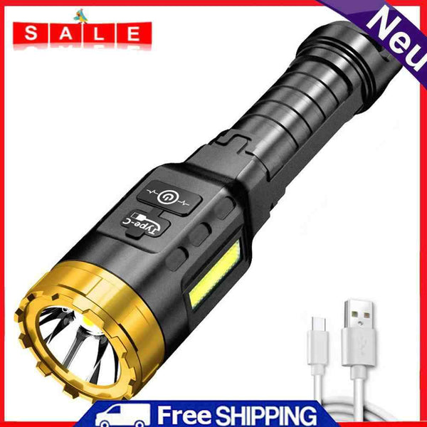 LED COB Flashlight USB Rechargeable 300LM Household 4 Mode Waterproof Lighting