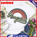 Independence Day America Print Tea T-Shirt (White M)