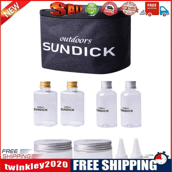 Sundeck 9pcs Spice Cruets Set Portable Salt Bottle BBQ Sauce Container Bag