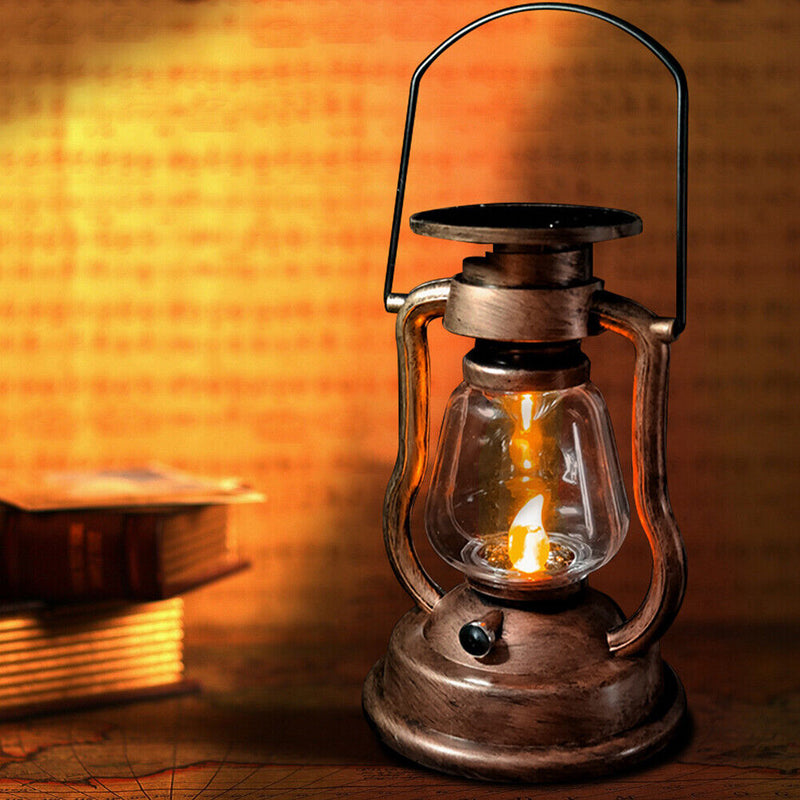 Solar Retro Kerosene Lamp Outdoor Portable Camping Yard Lantern (Copper)