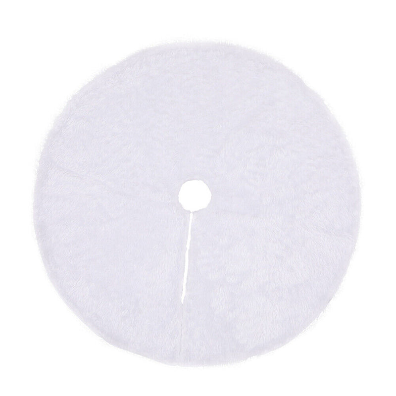 Christmas Tree Skirt White Long Plush Tree Carpet for Living Room Bedroom Garden