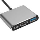 3 in 1 Type-C HUB Converter Metal USB3.0 USB C PD 4K HDMI-compatible Adapte