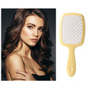Wide Teeth Air Cushion Comb Scalp Massage Salon Hair Brush (Yellow white) Newly