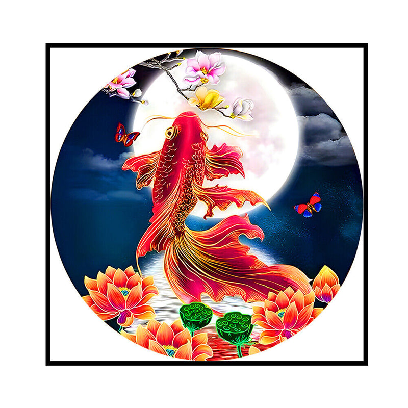 Partial Embroidery Printed DIY 3 Strands Stamped Cross Stitch 11CT Koi Moon Kit