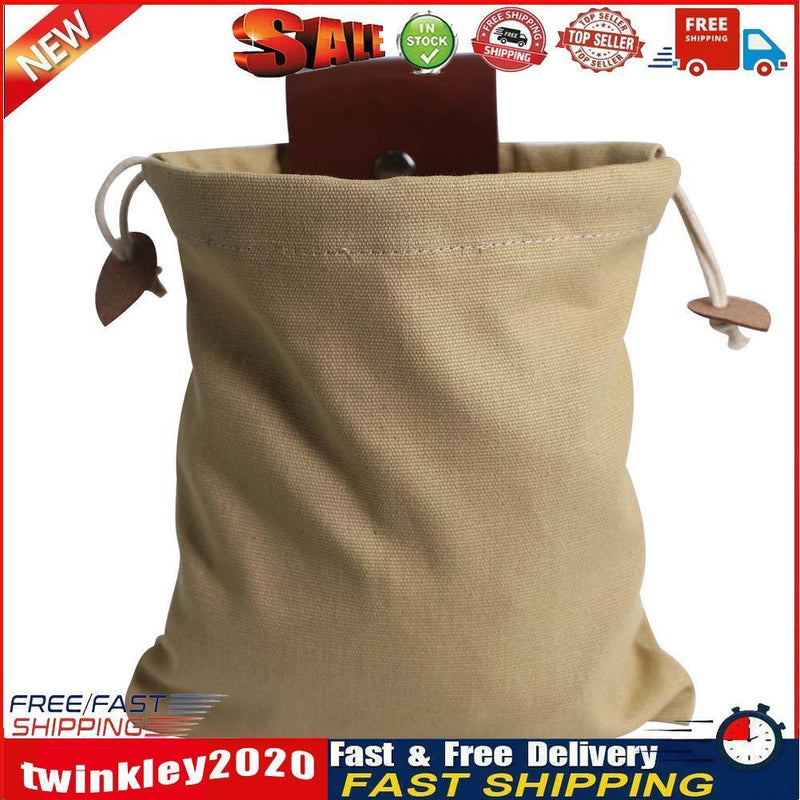 Outdoor Leather Canvas Bushcraft Bag Camp Foraging Pouch with Belt (Khaki) Newly