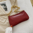Alligator Pattern Thick Chain Underarm Bags Women PU Leather Pure Color Handbag