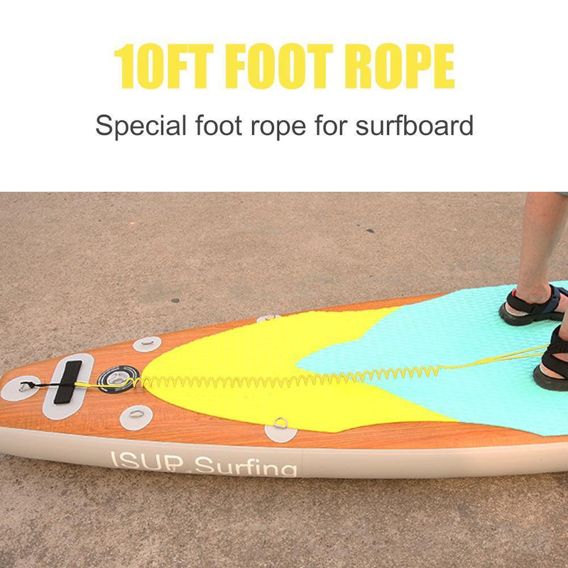 10 Feet Coiled SUP Leash Stand Up Paddle Board Surfboard Leash (Yellow)
