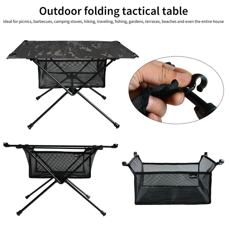 Outdoor Folding Table Net Pocket Coat Oxford Cloth Desk (Black Camouflage) Newly
