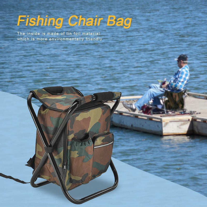 Outdoor Folding Camping Fishing Chair Backpack Hiking Seat Bag (Camouflage)