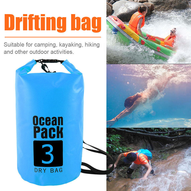 Waterproof Dry Bag Pack Sack Swimming Kayaking Boat Trekking (3L Sky Blue) Newly